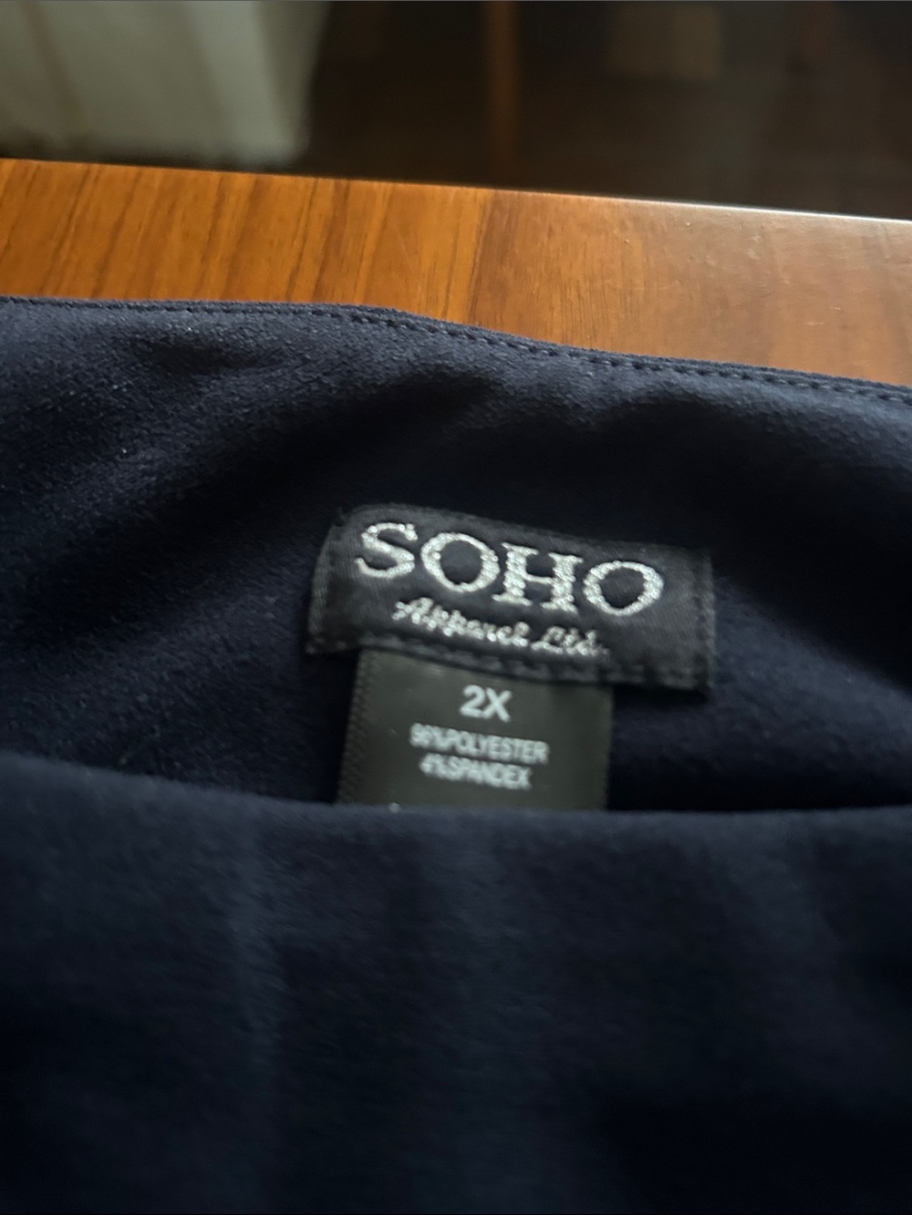 Soho Apparel Navy Ponte Pull-On Pants with Silver-Tone Tag Detail - Picture 3 of 3